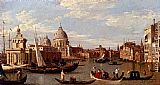 Santa Wall Art - View Of The Grand Canal And Santa Maria Della Salute With Boats And Figures In The Foreground, Venice